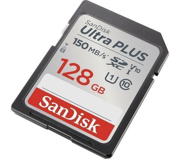 Sandisk Ultra Plus 128GB SDXC-minneskort V10 Klass 10 upp till 150 Mb/s hastighet
