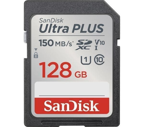 Sandisk Ultra Plus 128GB SDXC Hukommelseskort V10 Klasse 10 op til 150 Mb/s hastighed Sandisk Ultra Plus 128GB SDXC Hukommelseskort V10 Klasse 10 op til 150 Mb/s hastighed