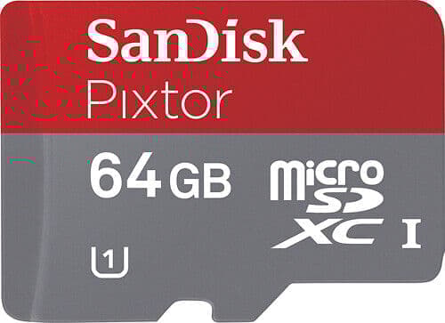 Sandisk Pixtor 64GB microSDXC UHS-I U1 Hukommelseskort Grå/Rød