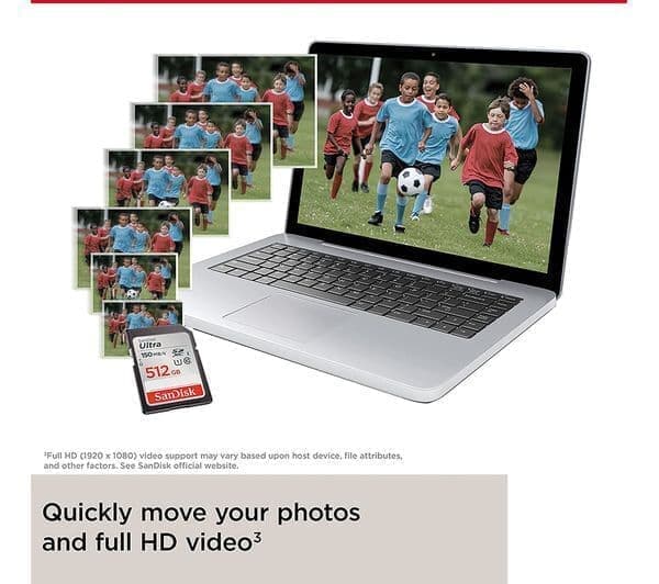 SanDisk 512GB Ultra SDXC-kort op til 120 MB/s hastighed UHS-I Klasse 10 U1-hukommelseskort