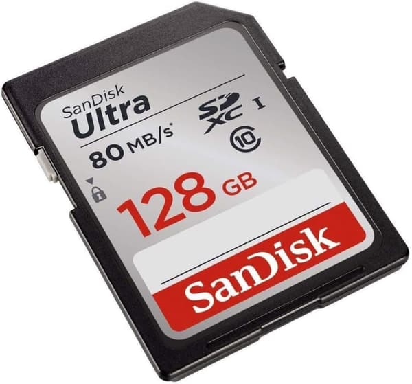 SanDisk 128GB Ultra SDXC-kort upp till 80 MB/s hastighet UHS-I Class 10 U1 minneskort