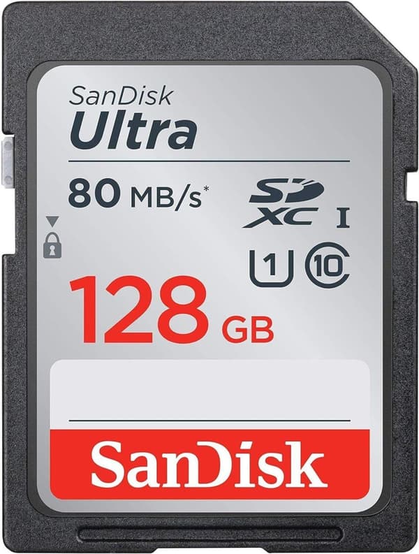 SanDisk 128GB Ultra SDXC-kort upp till 80 MB/s hastighet UHS-I Class 10 U1 minneskort