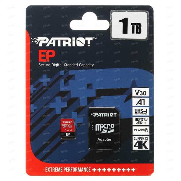 Patriot Ep Pro Microsdxc 1tb 90/80 Mb/s A1 V30 U3 Class10 Sd-kort