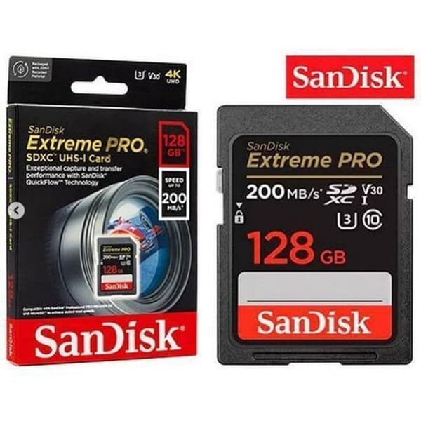 SDHC SDXC-minneskort Sandisk Extreme Pro 128GB SDXC 200MB/S 90MB/S UHS-I V30