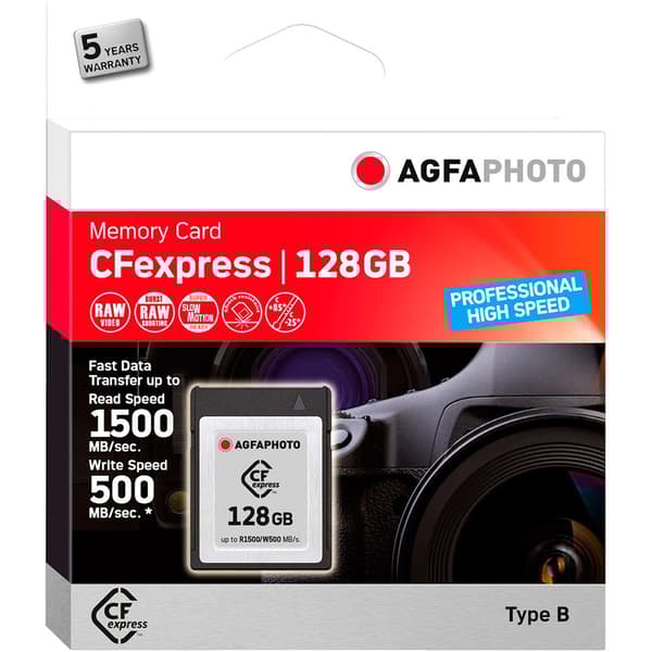 Agfa Cfexpress 128gb Professional High Speed Muistikortti Musta,Hopeinen