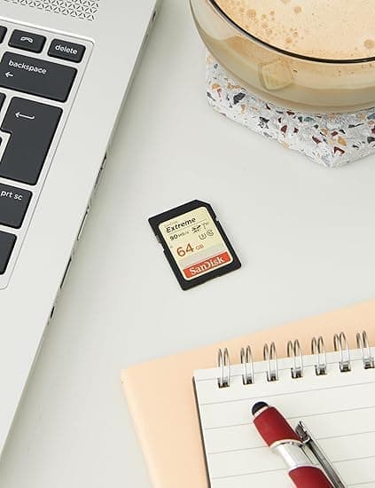 SanDisk Extreme SDXC-minneskort upp till 90 MB/s, Class 10, U3, V30, FFP - 64GB