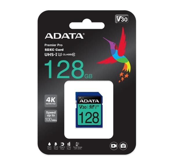 Minne sdxc 128gb v30/asdx128gui3v30s-r, Adata