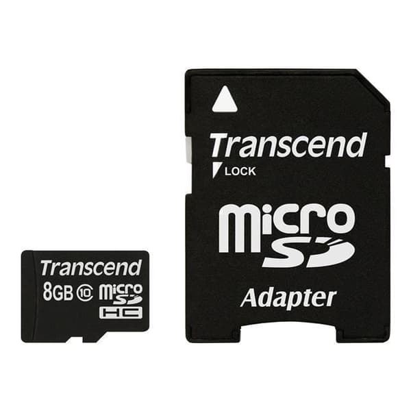 TRANSCEND Premium - Flash-minneskort (microSDHC - SD-adapter ingår) - 8 GB - Klass 10 - 133x - micro SDHC