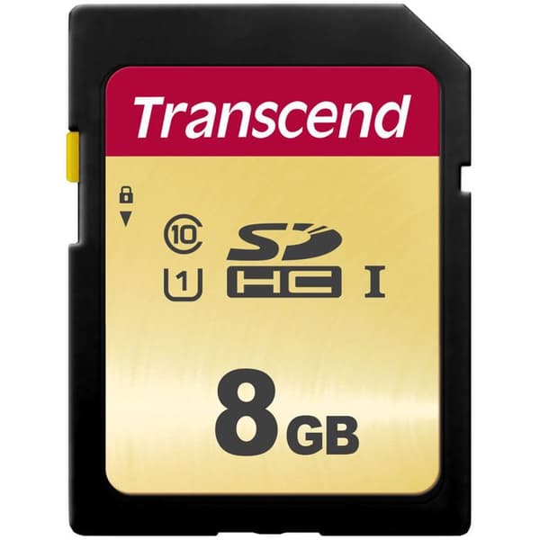 TRANSCEND 500S 8GB UHS-I U1 SD-kort - Klass10 - Upp till 95 MB/s - 5 års begränsad garanti