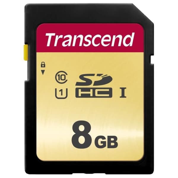 TRANSCEND 500S 8GB UHS-I U1 SD-kort - Klass10 - Upp till 95 MB/s - 5 års begränsad garanti