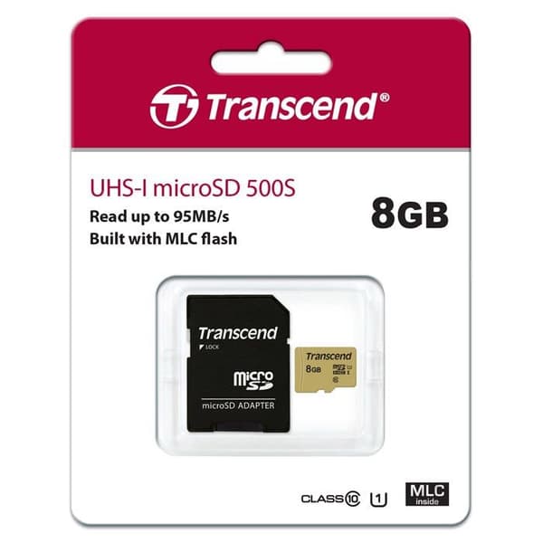 TRANSCEND 8GB UHS-I U1 microSD Flash-minneskort med adapter MLC