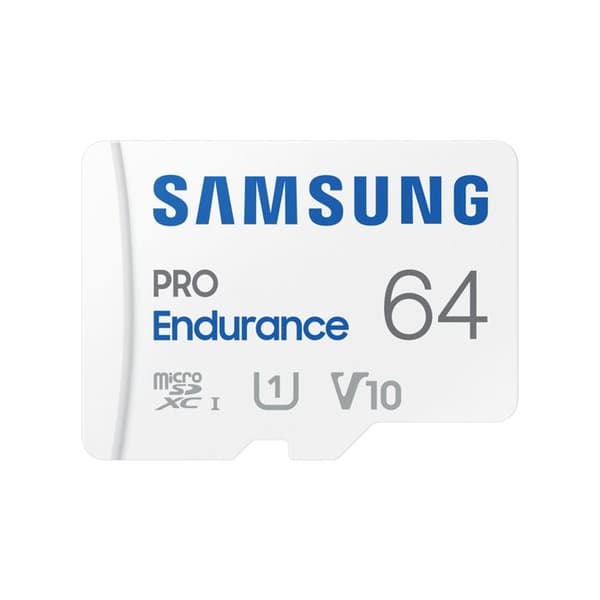 Samsung PRO Endurance 64 GB microSDXC-kort Klass 10, UHS-Klass 1 4K-videokompatibilitet, med SD-adapter, resistans