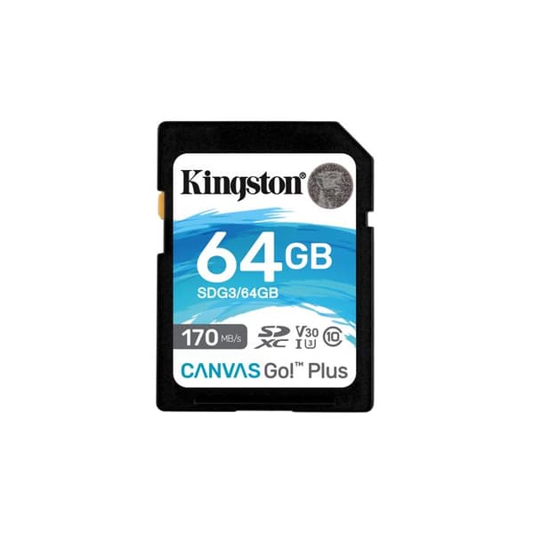 Kingston SDG3/64GB minneskort SD-kort (64GB SDXC Canvas Go Plus 170R C10 UHS-I U3 V30)