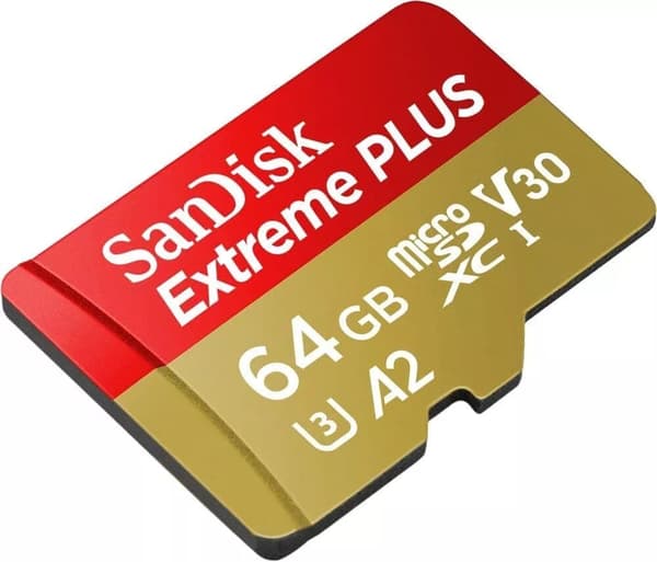 SanDisk 64GB Extreme Plus microSDXC med A2, UHS-I, klasse 10, U3, V30
