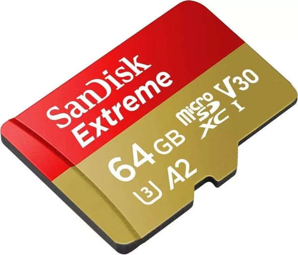 SanDisk 64GB Extreme microSDXC med A2 App Performance, UHS-I, Class 10, U3, V30
