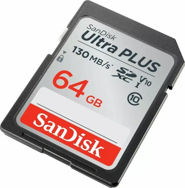 SanDisk Ultra Plus 64 GB SDXC-hukommelseskort, op til 130 MB/s, klasse 10, UHS-I, V10