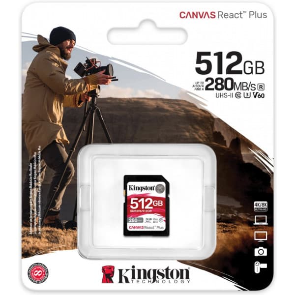 Kingston Canvas React Plus V60 512 GB UHS-II -SDXC-hukommelseskort