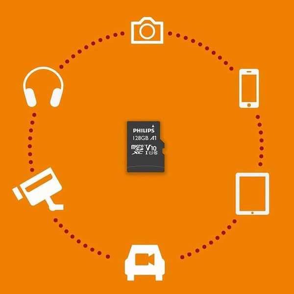 Philips Micro SDXC-minneskort 128 GB Ultra Speed Läshastighet upp till 80MB/s, A1 Fast App Performance, V10, med adapter