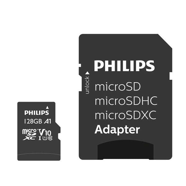 Philips Micro SDXC-minneskort 128 GB Ultra Speed Läshastighet upp till 80MB/s, A1 Fast App Performance, V10, med adapter