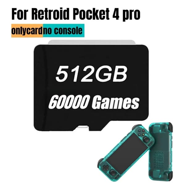 Retroid Pocket 4 Pro TF-kortti, 512GB tallennustilaa, 60000 peliä,512G