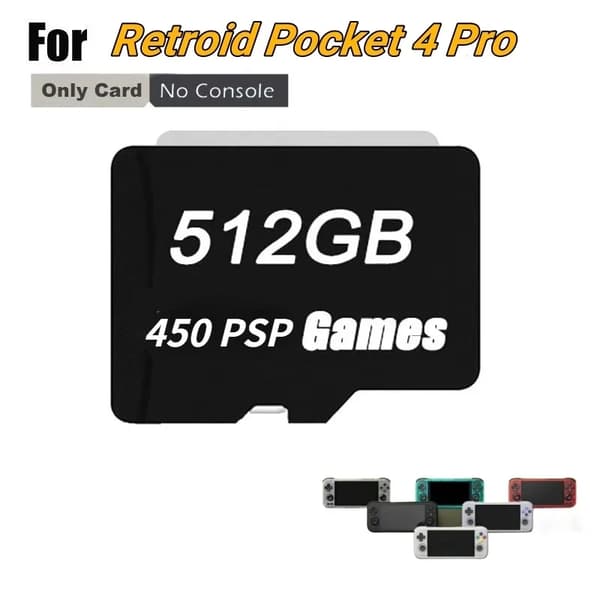 TF Game Card til Retroid Pocket 4 Pro, 60000 spil, 450 PSP-spil,128G 20000 Spil