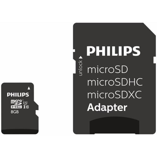 8 GB Class 10 Micro SD-minneskort - PHILIPS FM08MP45B-10 - Läshastighet upp till 80 MB/s - Svart