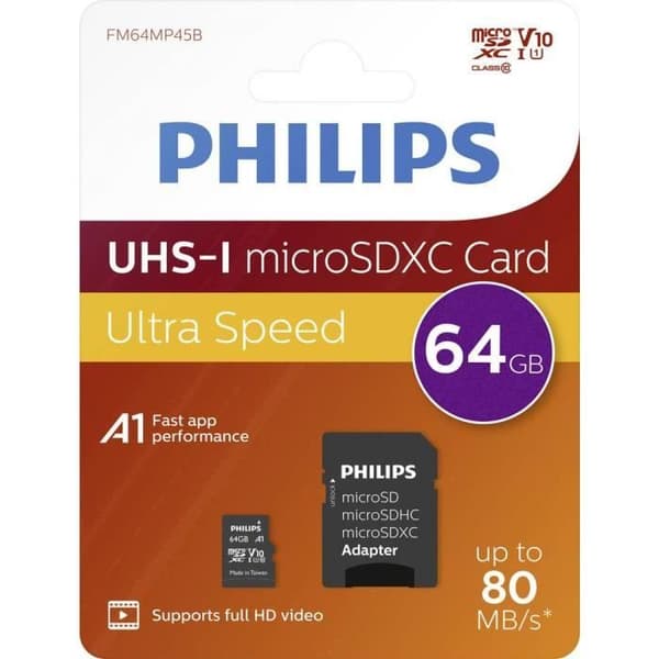 Micro SDXC 64 GB UHS-I U1 V10 minneskort - Philips