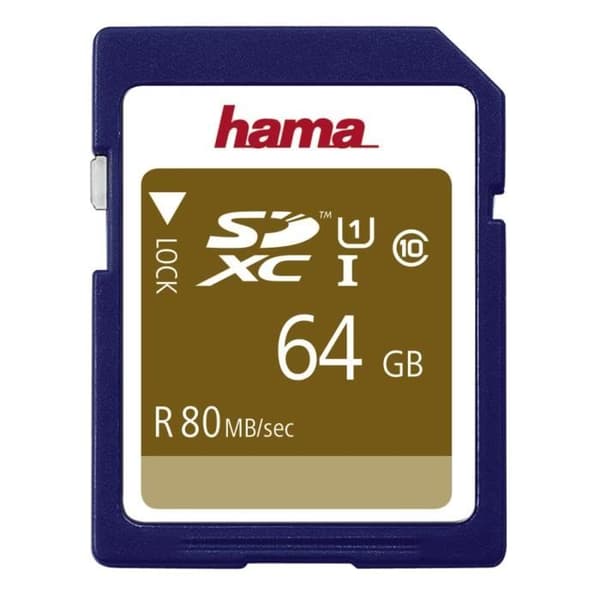 SDXC 64GB Class 10 80MB/s minneskort - HAMA - Vit - 10 års begränsad garanti