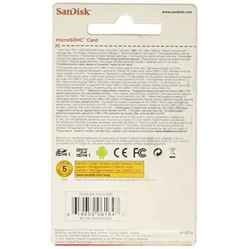 MicroSDHC Minneskort - SANDISK - SDSDQM-032G-B35 - 32 Go - Klass 4 - Svart