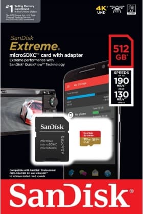 Flash-minnekort, Micro SDXC 512GB Class 10 UHS-I SDSQXAV-512G-GN6MA, Sandisk