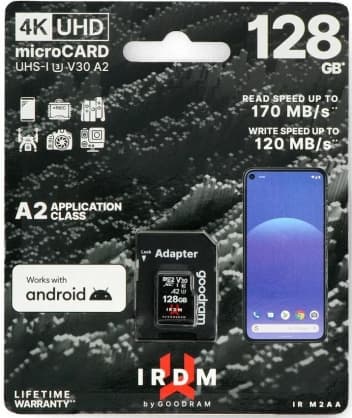 Flashminneskort Micro SDXC 128GB Klass 10 UHS-I IR-M2AA-1280R12, Goodram