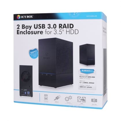 Ekstern HDD/SSD-kabinett 2x3,5" USB 3.0 svart IB-RD3621U3, iskald boks