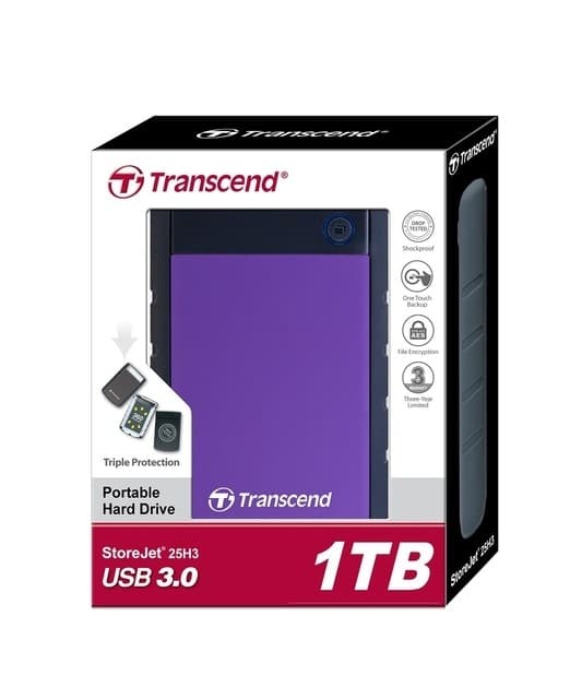 Ekstern HDD storejet (1tb, usb 3.0, farge lilla, ts1tsj25h3p), Transcend