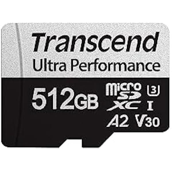 microSDXC-minneskort - TRANSCEND - 340S - 312 GB - UHS-I U3 A2 - 160 MB/s läsning, 125 MB/s skrivning