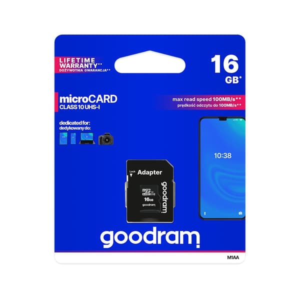 Goodram 16GB UHS-I microSD hukommelseskort med adapter