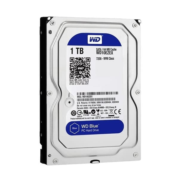 HDD WESTERN DIGITAL Blue (1TB, SATA 3.0, 64 MB, 7200 rpm, 3,5", WD10EZEX)