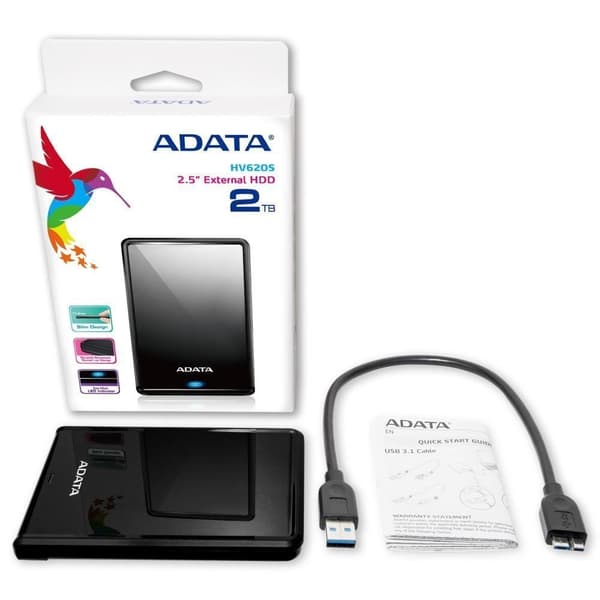 External HDD ADATA HV620S (1TB, USB 3.1, Colour Black, AHV620S-1TU31-CBK)