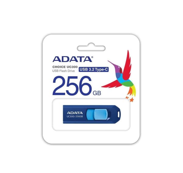 Minnestasjon flash usb-c 256gb/acho-uc300-256g-rnb/bu, Adata