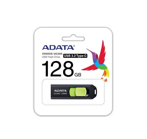 Minnestasjon flash usb-c 128gb/acho-uc300-128g-rbk/gn, Adata