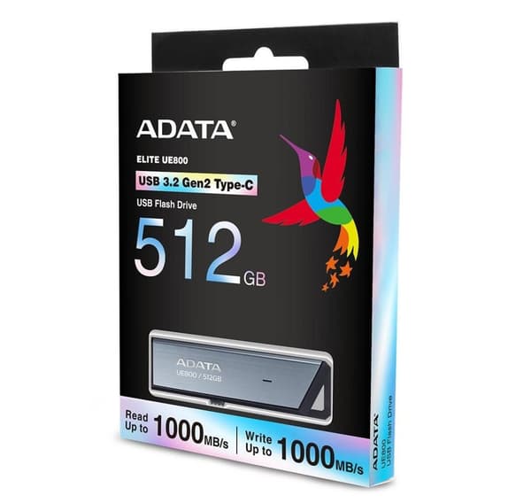 Minnestasjon flash usb-c 512gb/silv aeli-ue800-512g-csg, Adata