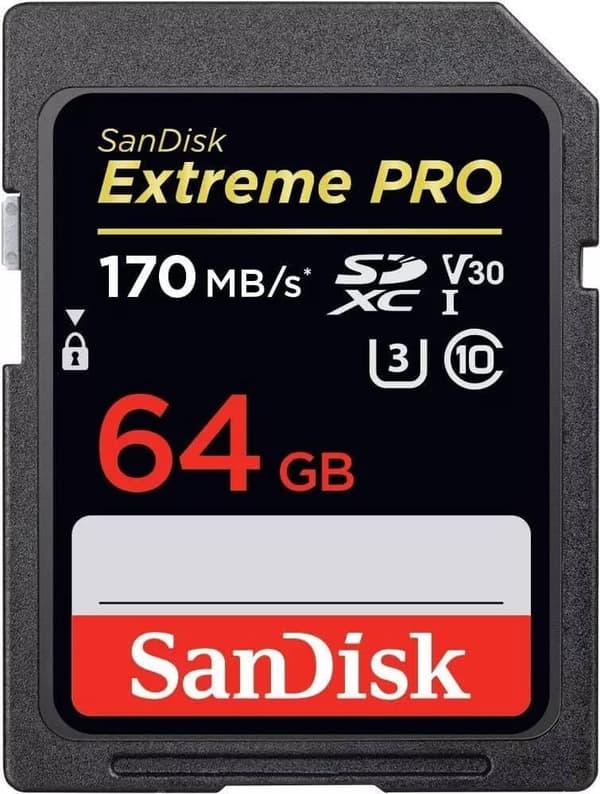 SanDisk Extreme PRO 64GB SDXC-hukommelseskort op til 170MB/s UHS-1 Class 10, U3, V30