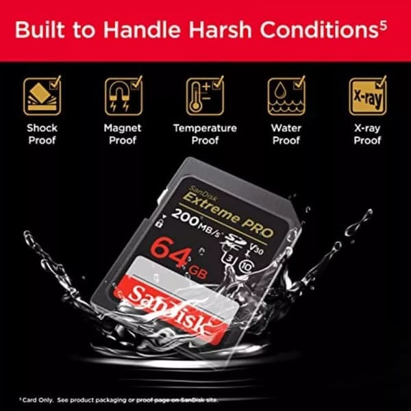SanDisk Extreme PRO 64GB SDXC-minneskort upp till 200MB/s UHS-1 Class 10, U3, V30