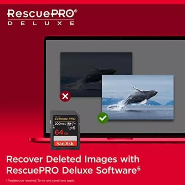 SanDisk Extreme PRO 64GB SDXC-minneskort upp till 200MB/s UHS-1 Class 10, U3, V30