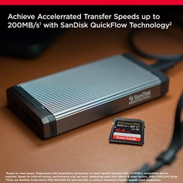 SanDisk Extreme PRO 64GB SDXC-minneskort upp till 200MB/s UHS-1 Class 10, U3, V30