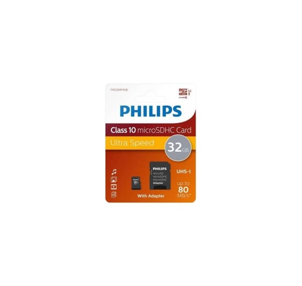 Flashminneskort, 32 GB micro SDHC Class 10 + Adapter FM32MP45B/10, Philips