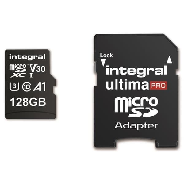 INTEGRALT MINNE Premium High Speed V30 UHS-I U3 Micro SDXC 128GB 100MB/s läsning och 90MB/s skriv 4K