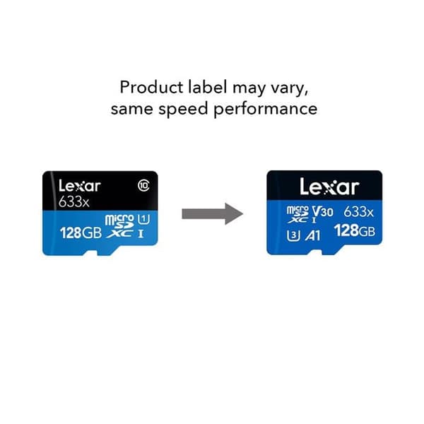 128 GB Lexar högpresterande 633x microSDXC UHS-I minneskort