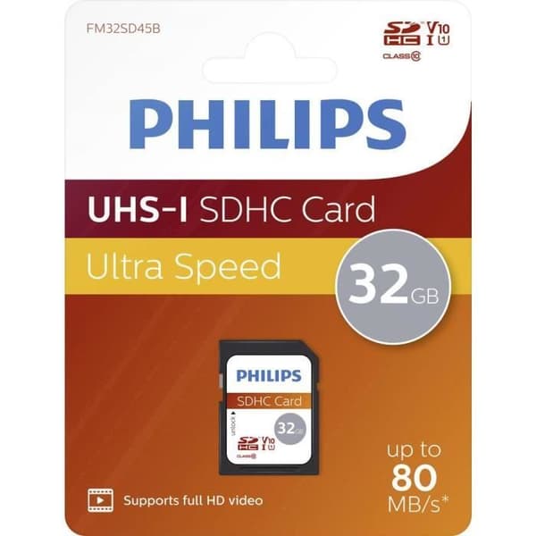 Flashminneskort - PHILIPS - SDHC 32 GB - Klass 10 - 2 års begränsad garanti