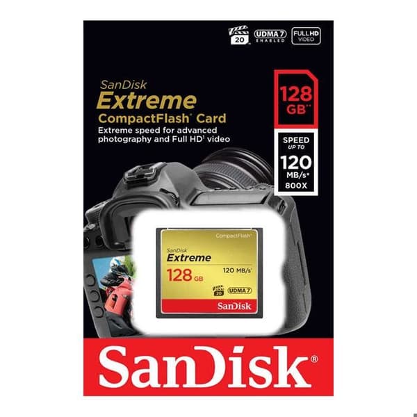 Flashminneskort - SANDISK - Extreme Cf120Mb/S 85Mb/S 128Gb