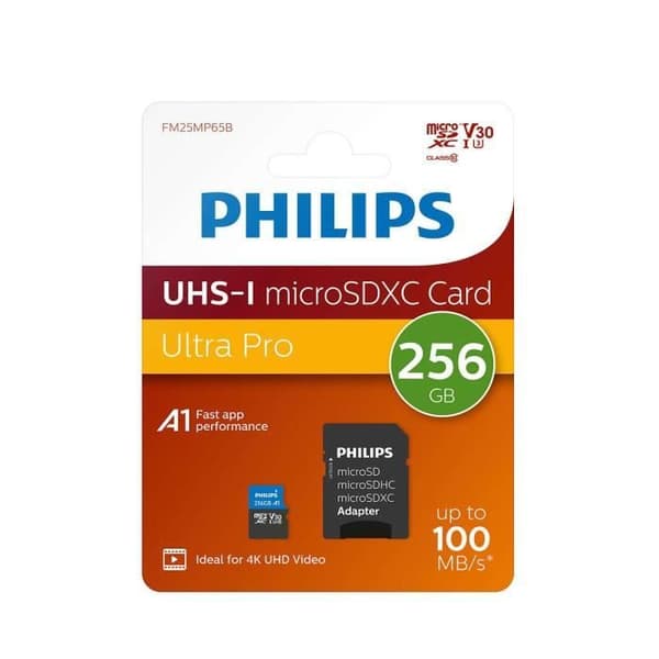 PHILIPS MICRO SDXC-KORT 256GB KLASS 10 UHS-I U3 4K-ADAPTER